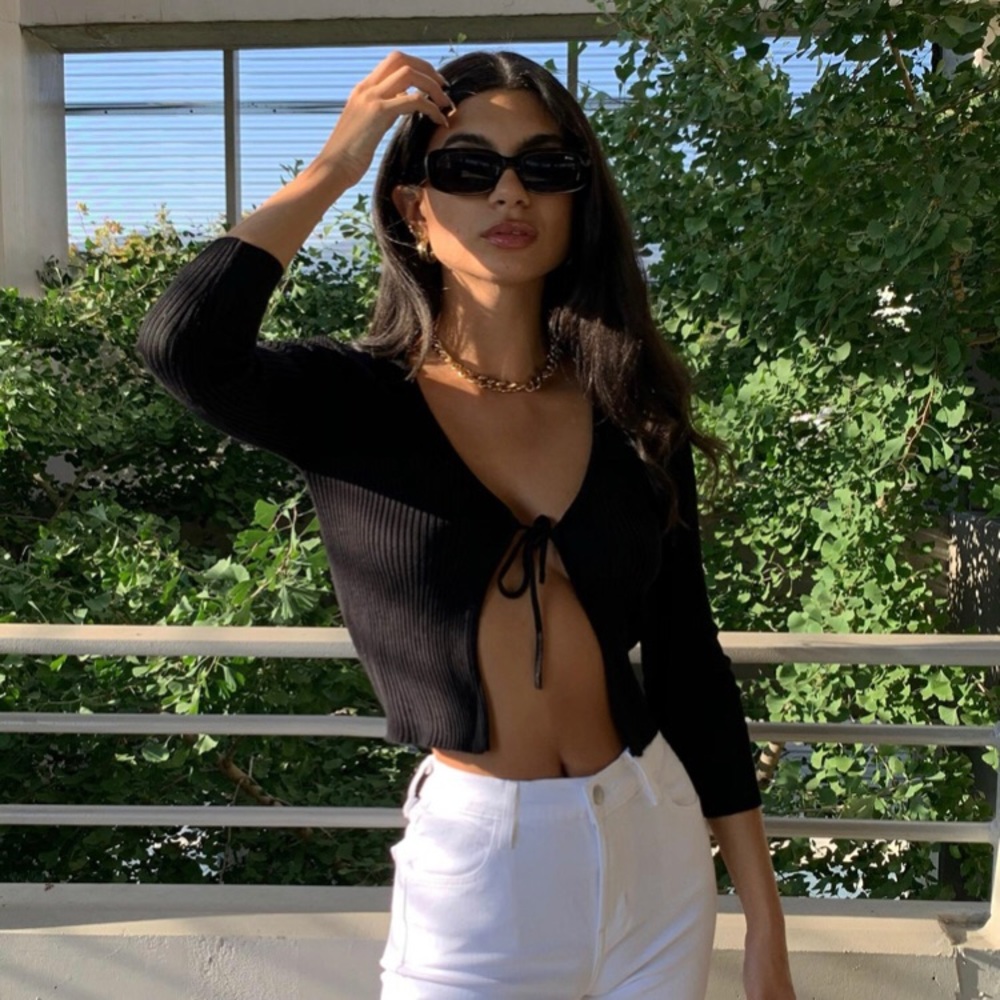 Princess Polly Cudal Top Black NWOT